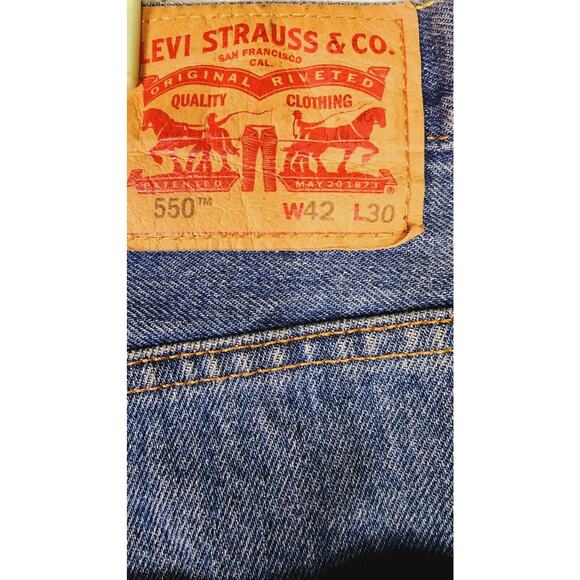 Levi's 550 Relaxed Fit Denim Blue Jeans Mens pants Size 42 x 30 straight leg - Picture 7 of 10